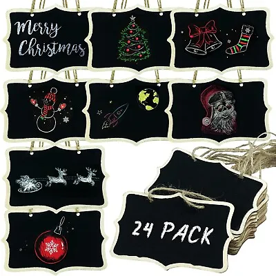 YongnKids 24 Pieces Mini Chalkboard Tags Party Favour Dekoration Message Board • £5