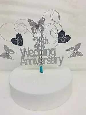 Silver 25th Wedding Anniversary Cake Topper 25 Years  • £7.99