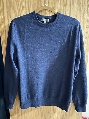Men's N.Peal SMALL Blue Oxford Round Neck Cashmere Sweater • $140