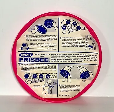 Vintage 1968 Wham-O Pink Frisbee W/Paper Insert Instructions NOS Never Used • $45