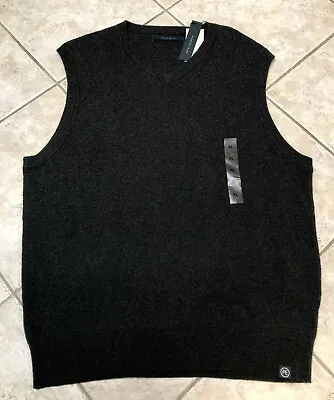 Perry Ellis Principles Argyle V Neck Sweater Vest XL Charcoal Heather NWT $69 • $14.36