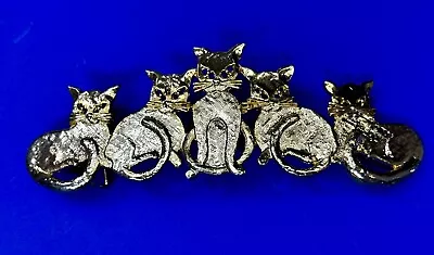 Five Cats Sitting Wagging Tails Cutout Large Vintage Mimi Di N HUGE Belt Buckle • $65