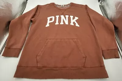 Victoria’s Secret PINK Women’s Sweatshirt Crew Neck Salmon Size Medium Pre-Owned • $14.99