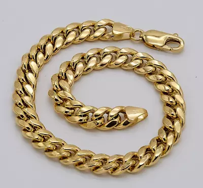 Genuine 9ct Yellow Gold 7mm Mens Miami Cuban Link Bracelet 8.5 Inch Brand New • £649