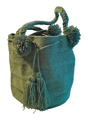 Colombian Mochila Authentic WAYUU Finest Quality Handmade Bucket Bag Large New • $44