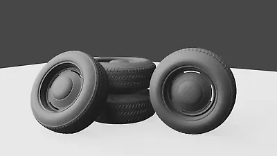 1/24 Set Vintage Custom Wheels Tires And Brake Discs Diorama Diecast UNPAINTED • £8