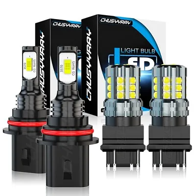 4pc 6000K LED Headlight High/Low + Fog Light Bulbs Combo For Hummer H2 2003-2009 • $27.99