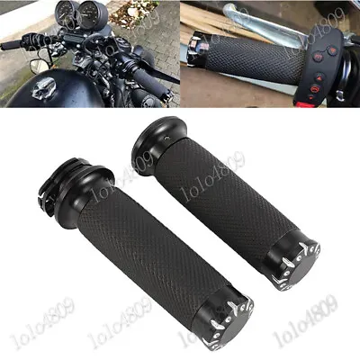 Motorcycle 1  Handle Bar Hand Grips Black For Yamaha V Star 650 950 1100 1300 • $23.56