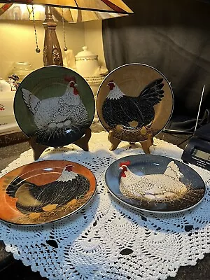 Sakura Warren Kimble Henny & Penny Chicken Salad Plates--Set Of 4-- 8 1/4  • $14.99