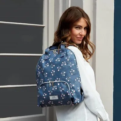Earth Squared Fair Trade Oil Cloth Backpack Rucksack Bag Blue Floral Flowers • £40.99