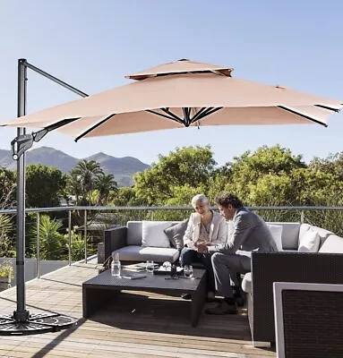 10FT Offset Cantilever Patio Hanging Umbrella Outdoor Market Umbrella Sun Shade • $262.99