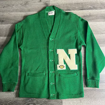 VTG Wool Varsity Sweater Fits Med 1960s Cardigan Football Unknown University N • $99.95