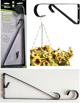 2 X HANGING WALL MOUNTED BRACKET GARDEN PLANT BASKET BIRD FEEDER LANTERN 12  • £5.95