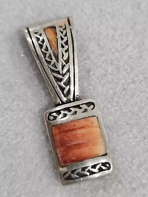 Carol Felley Beautiful Sterling Silver Orange Spiny Oyster Long Pendant Vintage  • $39.99