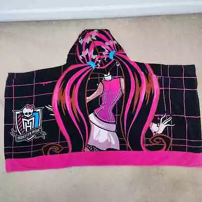 Monster High Hooded Towel Wrap Girls Cotton Pink Black Draculaura 2013 47x25  • $12.50