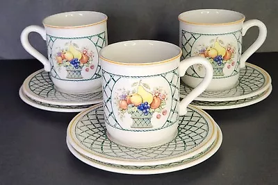 9 Piece Set Of Villeroy & Boch Basket 3 Mugs Saucers Plates Bread Butter Cups • $75