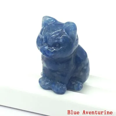 $4.74 • Buy 1.2  Crystal Cat Statue Stone Carving Healing Animal Figurines Ornaments Reiki