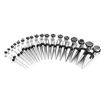 36PCS/Set Stainless Steel Ear Expander Stretching Tapers And Tunnels(Silver) Ggm • £12.79