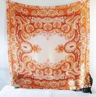 Gorgeous Paisley Print Large Silk Scarf 48  X 48   Excellent Condition • £10