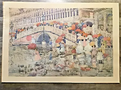 Vintage Maurice Brazil Prendergast Umbrellas In The RainVenice 1899 Print • $99.95