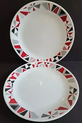 Corelle Mosaic Red Set Of 2 Dinner Plates 10.25  Geometric On White • $34.95
