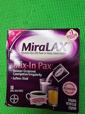 MIRALAX SINGLE DOSE PACKET POWDER 10CT Exp-7/2024 • $19.99