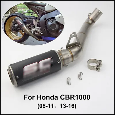 For Honda CBR1000 Carbon Fiber Motorcycle Exhaust Muffler With Middle Pipe 60mm • $107.99