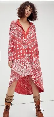 Free People Arizona Tee Red Dress Top Bandana Print Womens Size Small • $39.99