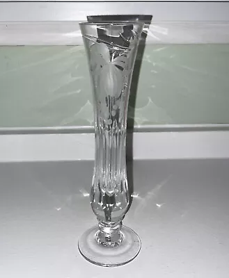 £10 • Buy Vintage Royal Brierley Glass -lead Crystal Bud Vase-fuchsia Pattern 