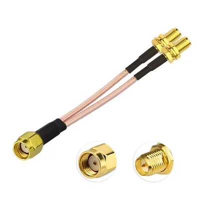 £6.95 • Buy RP SMA Male To 2X RP SMA Female RF Coax Cable Y Type Splitter Pigtail RG316 20cm