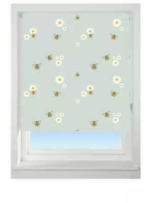 Blackout Roller Blind Bees & Daisy Thermal Blackout Blind Child Safe Easy Trim • £24.99