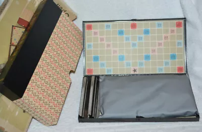 Vintage SCRABBLE TRAVEL GAME Metal Board MAGNETIC 99 Tiles Original Box Case • $65