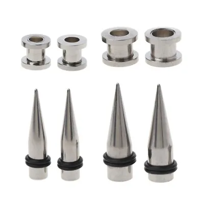 7mm And 9mm Stainless Steel Ear Tapers Tunnels Ear Studs Stretching Kit 2 Pairs • £8