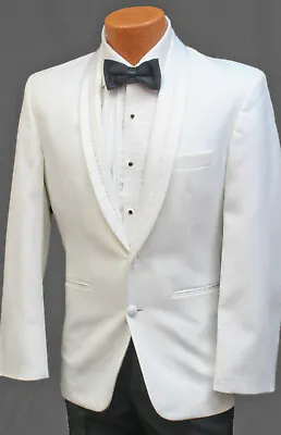 40L Men's White Tuxedo Jacket With Satin Shawl Lapels Prom Wedding Quinceanera  • $34.99