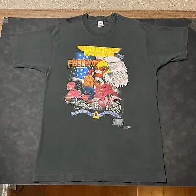 Honda Motorcycle Shirt Vintage Goldwing 90s 1980s Single Stitch 3D Emblem Tour • $99