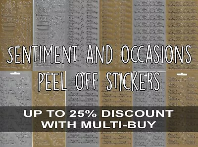 Sentiment & Occasions Peel Off Outline Stickers For Card Making Gold Or Silver • £1.75