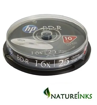 50 Genuine HP 69321  Bluray 25GB 6x BD-R SL Blank Discs Spindle Taiwan 5 X 10 • £34.99