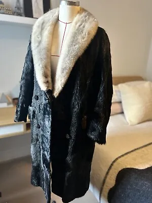 Vintage Black Fur Coat. Size 12. Medium • £175