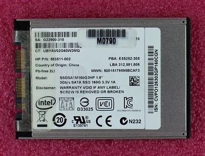 598782-001 - HP 1.8 Inch 160Gb 3Gb/S SATA Solid State Drive • $55