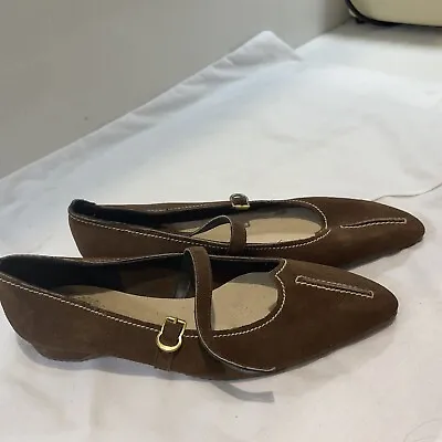 £39.99 • Buy 1960s Shoes (52) Brown Shoes Flat Vintage Shoes With Pointed Toe BB Size 3