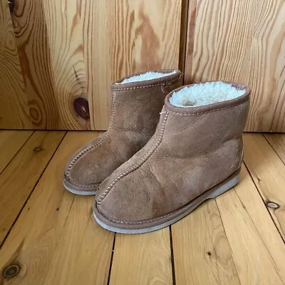 Kids Ugg Boots Genuine Sheepskin Fleece Brown Winter Boots Insole 18cm • $24.99