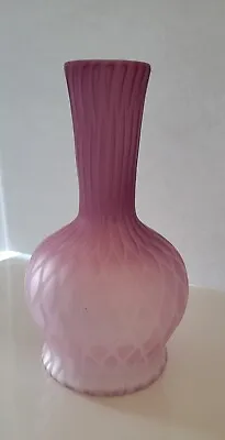 Mt Washington Cranberry Rose Satin Diamond Optic Vase  • $55