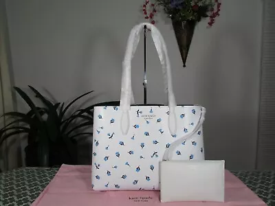 NWT Kate Spade PVC All Day Dainty Bloom Large Floral With Pouch Tote Optic White • $129