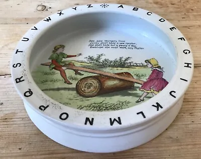 £10.99 • Buy Antique Bridgwood Child’s ABC Alphabet Dish Bow See Saw Margery Daw 7in Diameter
