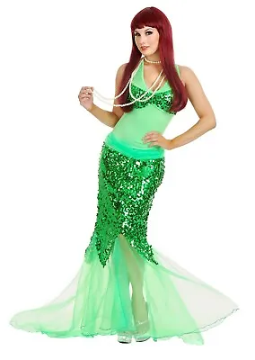 Blue Lagoon Mermaid GREEN Sequin Organza GOWN Dress Women's Costume • $19.96