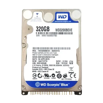 Western Digital WD3200BEVE 320GB 5400RPM IDE PATA 2.5  Laptop Hard Disk Drive • £30.60