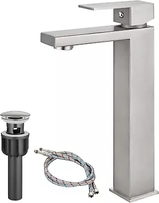 Bathroom Sink Faucet Brushed Nickel Tall Vessel Sink Faucet Single Hole Bat... • $49.99