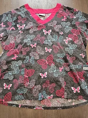 UA Women's Butterfly Print Scrub Top Size 2XL • $2.99