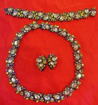 Vintage St John Couture Crystal Necklace Earrings And Bracelet Set • $799