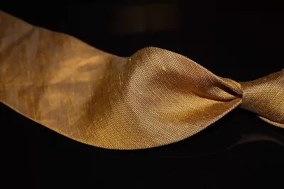 #1 MENSWEAR Ermenegildo Zegna Silk Linen Butternut Bronze Solid Slubby Tie Italy • $9.99